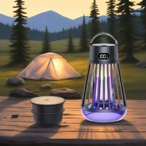 Mosquito and fly killing device, home outdoor electronic mosquito killer, camping light, one click cleaning