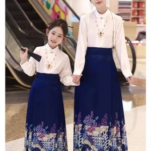 Parent-child style horse face skirt for girls, children's Hanfu ancient style, super fairy-like, mother and daughter same style, new Chinese style, high-end traditional Chinese style, adult women